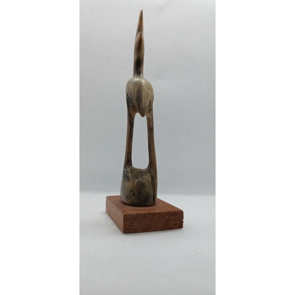 Hand Carved Wood Cranes Herons Bird Figurines Ring Holder RARE smooth wood